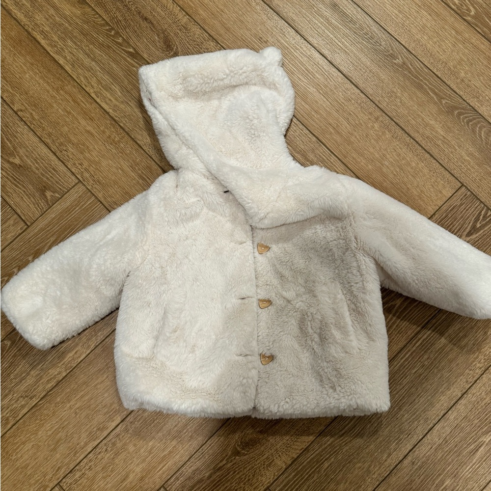 Mango fur look coat sz 18-24 months, cream